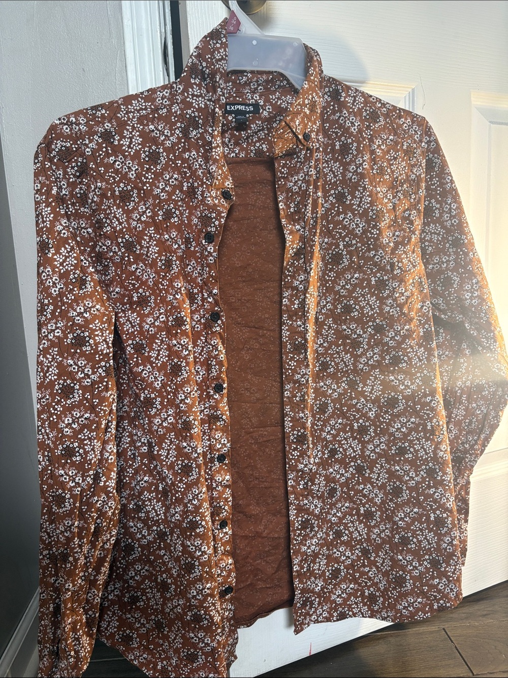 Express Men's Brown Floral Shirt Jacket